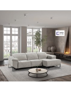 Sofá deslizante Rigoletto gris claro con chaiselongue