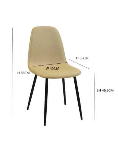 Silla elegante Delia con medidas color Mostaza