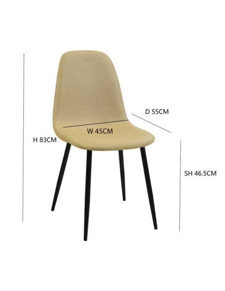 Silla elegante Delia con medidas color Mostaza
