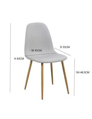 Silla elegante Delia con medidas color Gris Claro