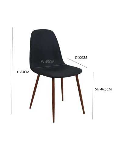 Silla elegante Delia con medidas color Negro