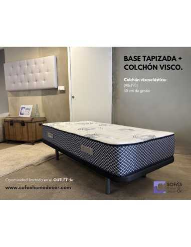 Base tapizada + Colchón viscoelástico de 90x190cm (30cm grosor)